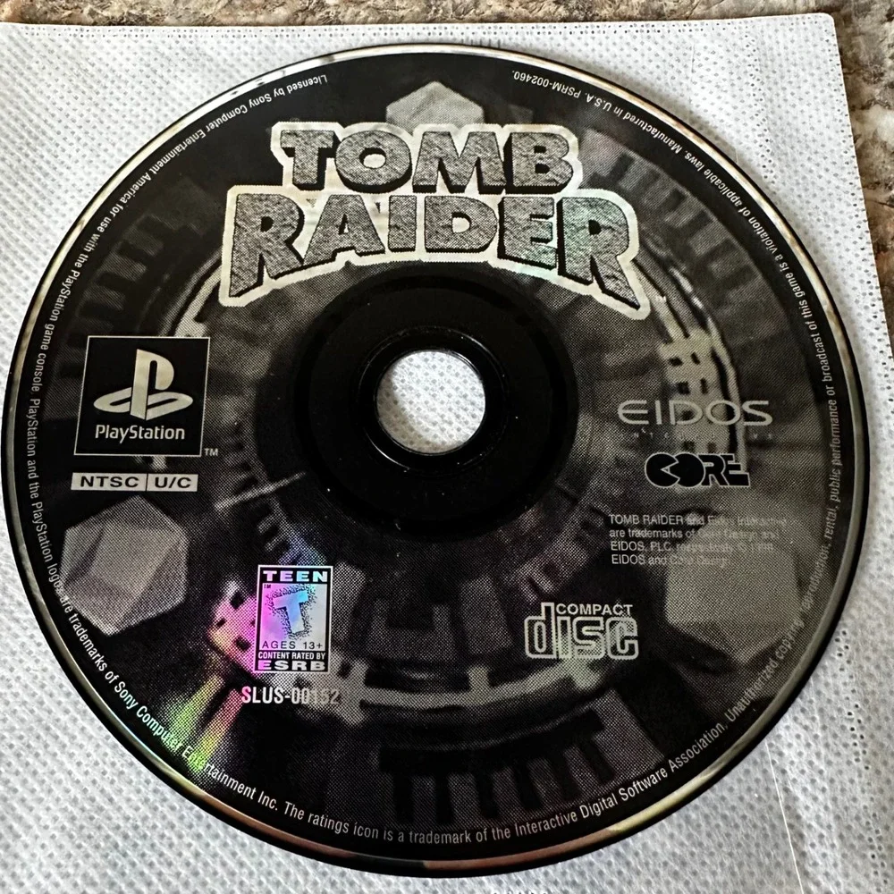 Eidos Tomb Raider Video Game PS1 One Size Black Good SLUS-00152 Retro Lara Croft